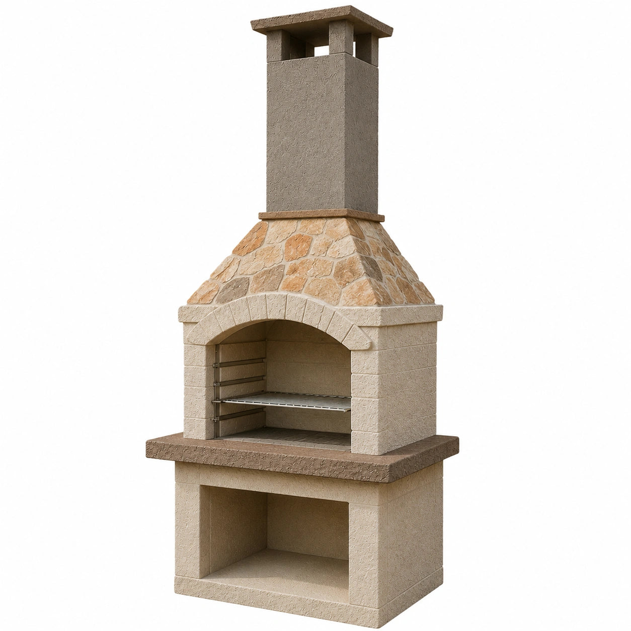 Gartenkamin Grill aus Beton und Naturstein 220 cm