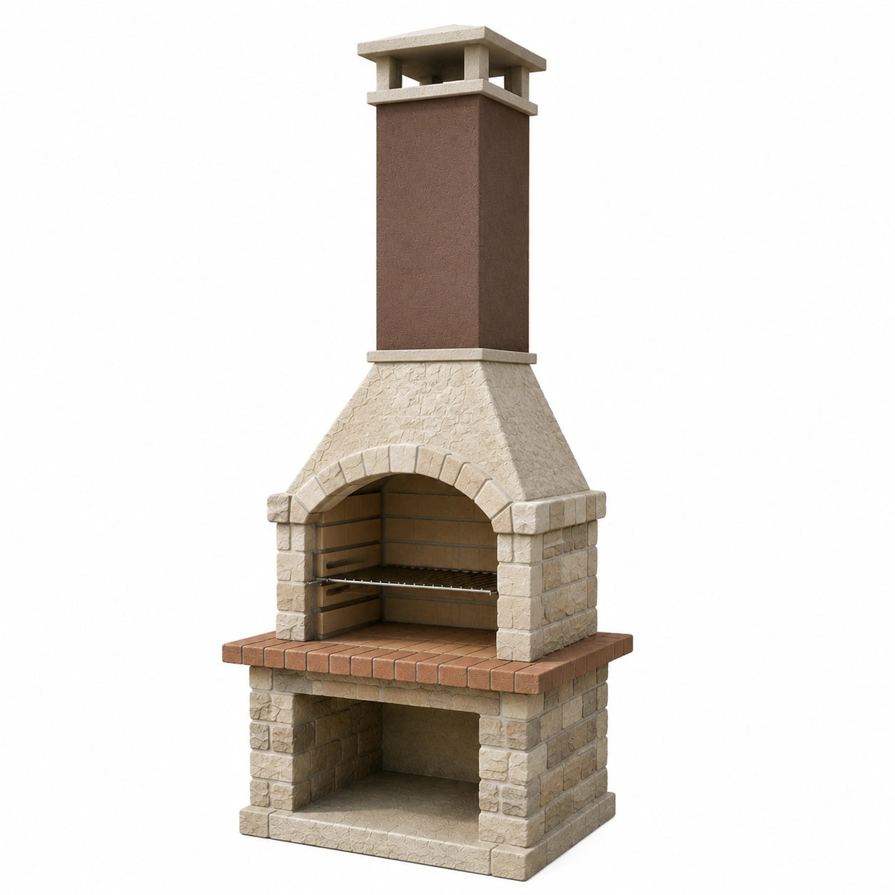 Gartenkamin Grill Betonstein Beige/Braun 200 cm