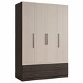 4-türiger Kleiderschrank Eiche Beige/Dunkelbraun 200x150x60cm