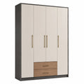 4-türiger Kleiderschrank aus Holz mit Melaminbeschichtung 180x200x60 cm