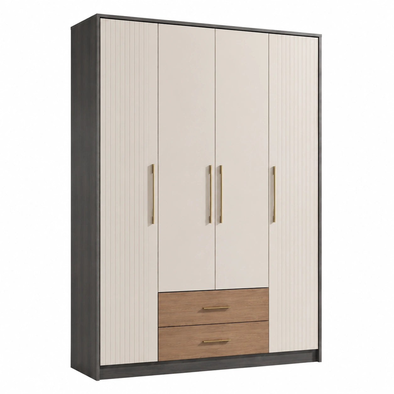 4-türiger Kleiderschrank aus Holz mit Melaminbeschichtung 180x200x60 cm