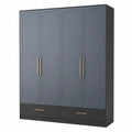 Kleiderschrank mit 4 Türen MDF Dunkelgrau 200x60x220 cm