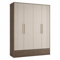 Kleiderschrank aus Holz mit 4 Türen und 2 Schubladen Beige 180x60x220cm