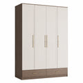 Kleiderschrank mit 4 Türen Weiß/Braun Spanplatte