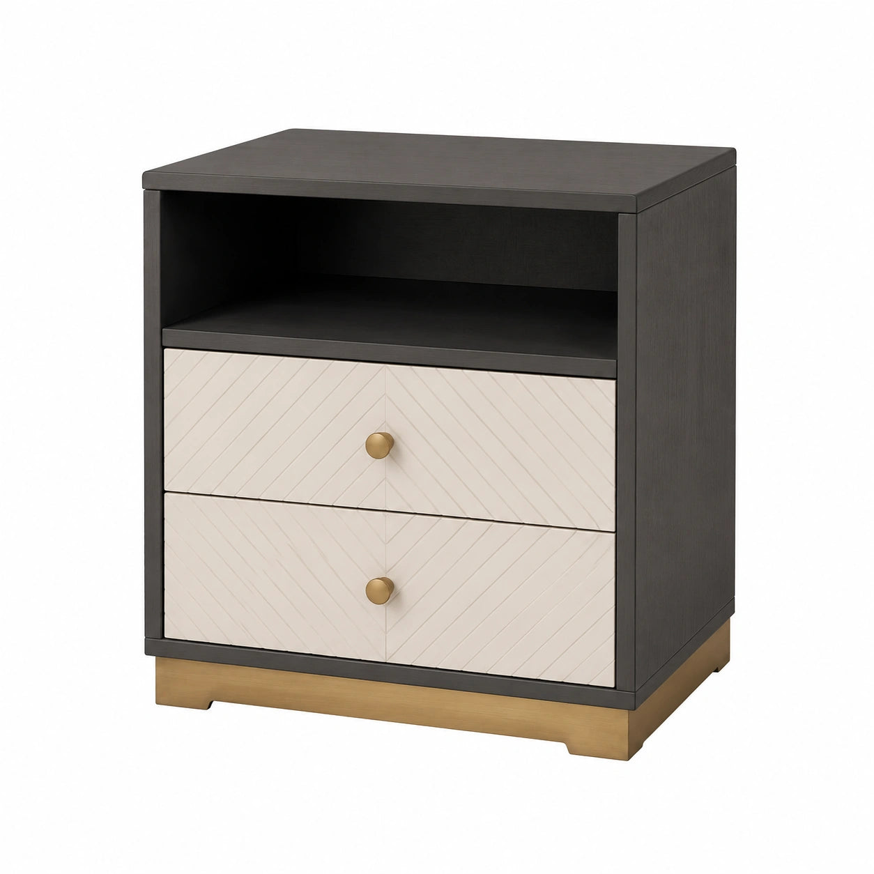 Nachttisch aus MDF mit Schubladen Schwarz/Weiß 60x40x70 cm