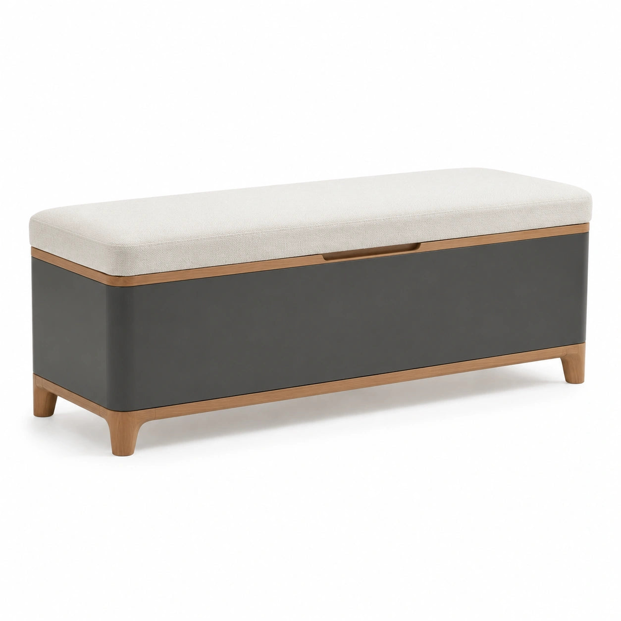 Sitzbank mit Stauraum Holz Grau 120cm