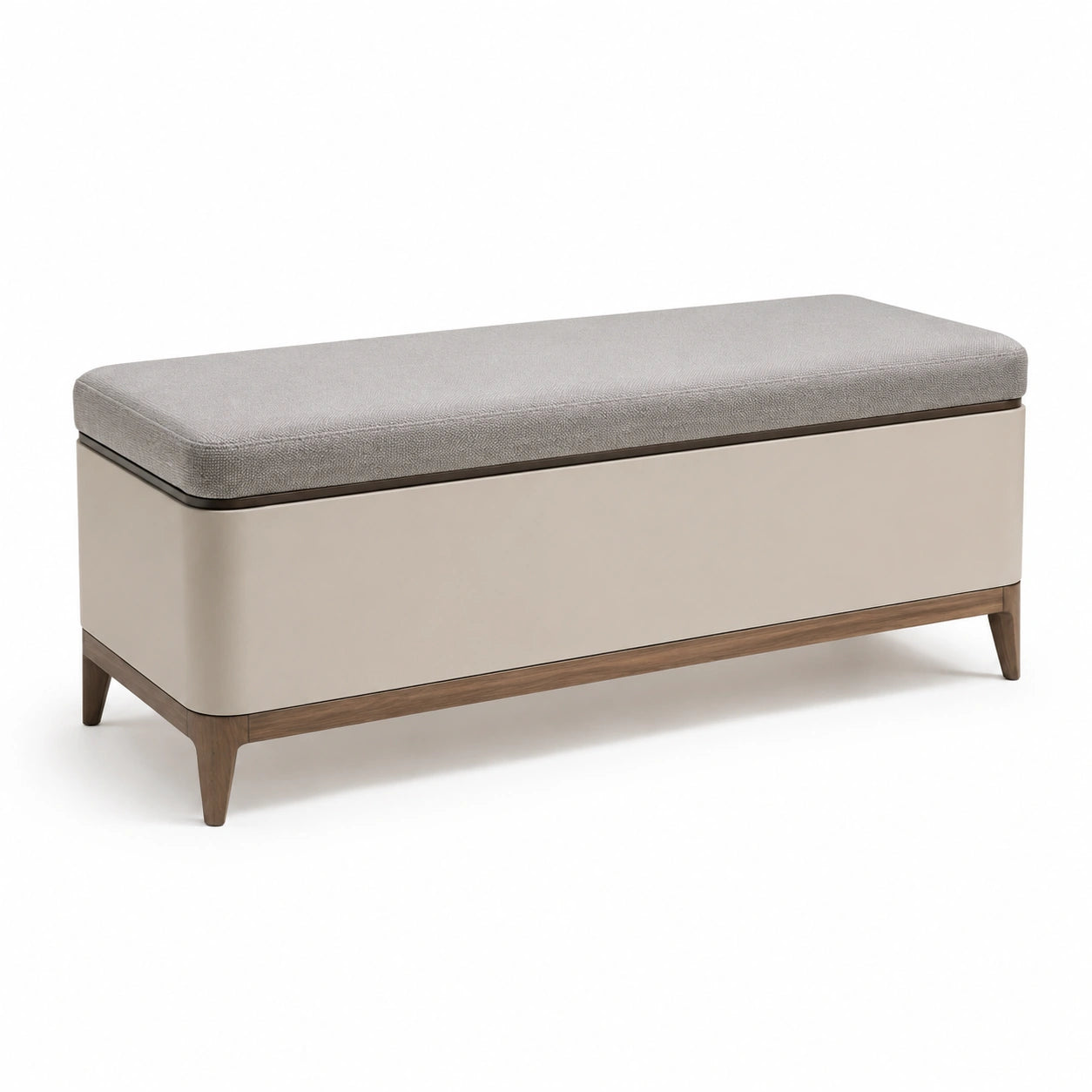 Polsterbank mit Stauraum Holz Beige/Grau