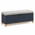Polsterbank mit Stauraum Holz 120cm x 40cm x 45cm Stoff Grau Blau