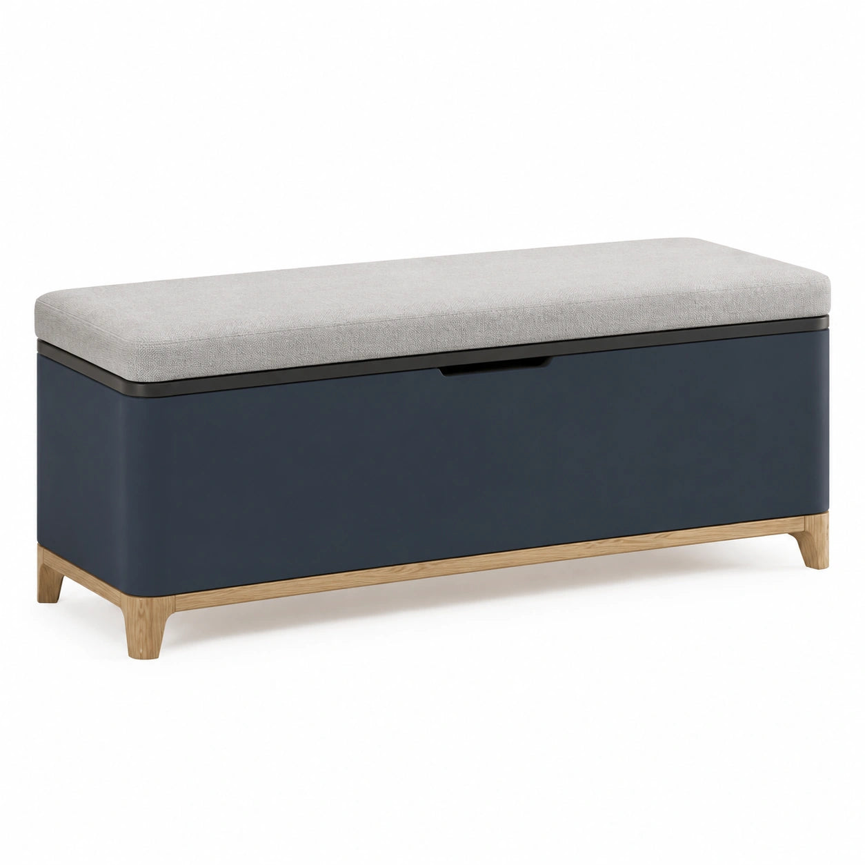Polsterbank mit Stauraum Holz 120cm x 40cm x 45cm Stoff Grau Blau