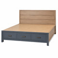 Doppelbett mit Schubladen Holzwerkstoff Eiche/Blaugrau 200x180 cm