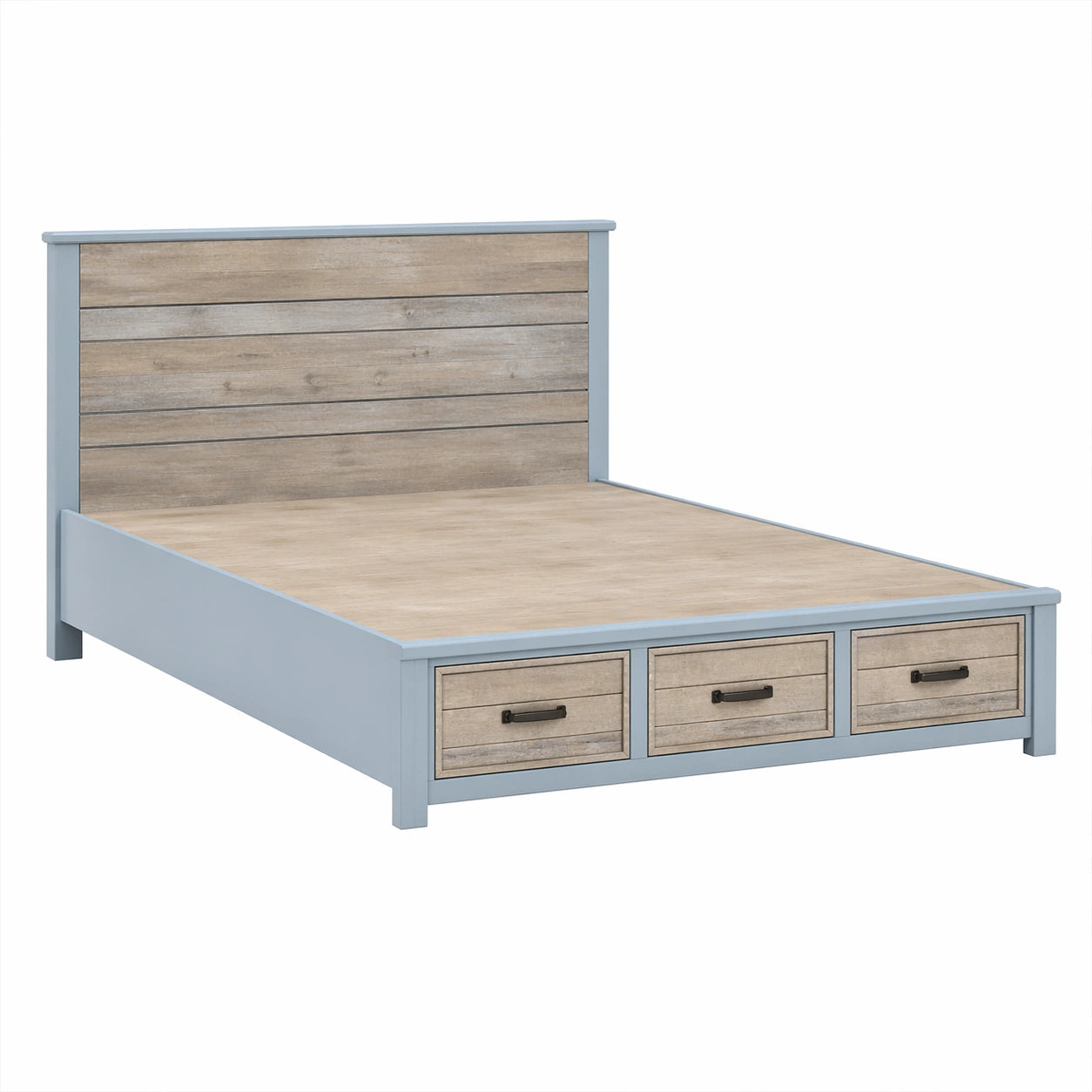 Doppelbett aus MDF mit Kopfteil und Schubladen 200x160cm