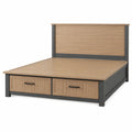 Doppelbett mit Schubladen Eichenholz und Metall 200x160 cm