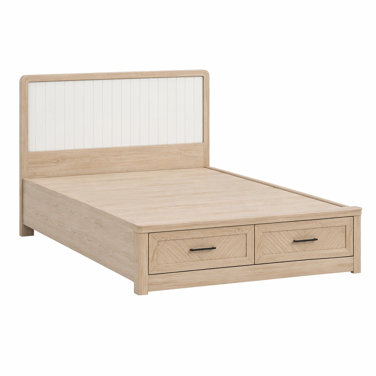 Doppelbett mit Schubladen Holzfurnier Eiche Hell 200x160 cm
