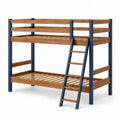 Etagenbett Holz Metall Braun Blau 200x90 cm