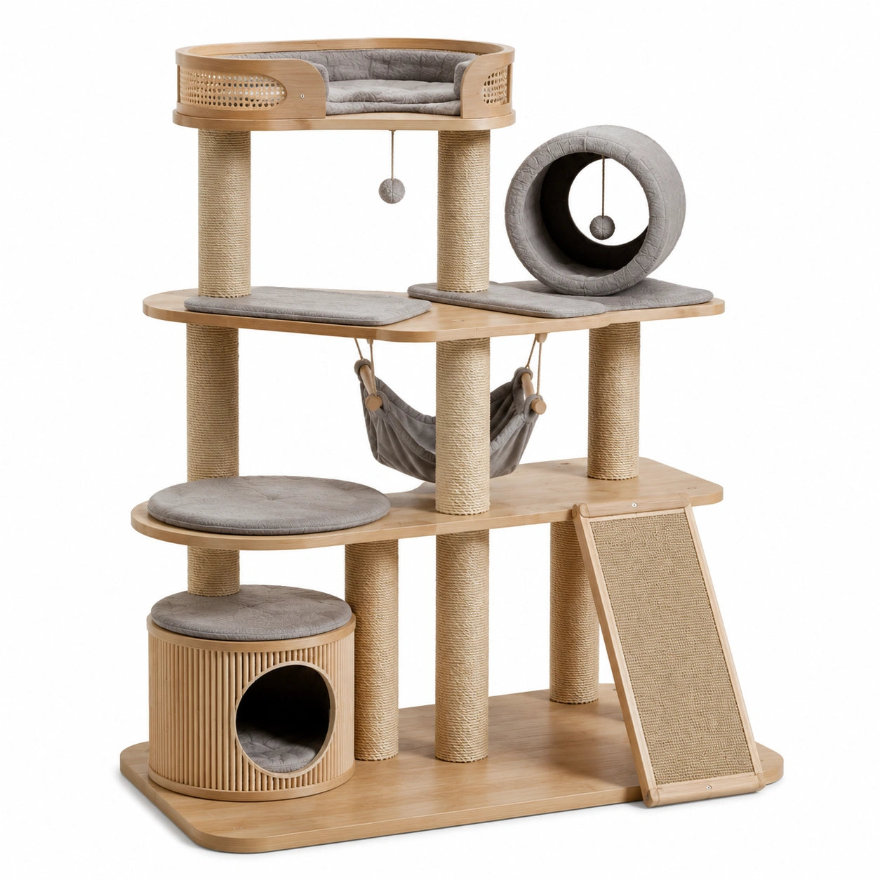 Katzenbaum aus Massivholz und Sisal 120x80x150 cm