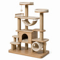Kratzbaum Holz mit Sisal und Spielzeug Beige