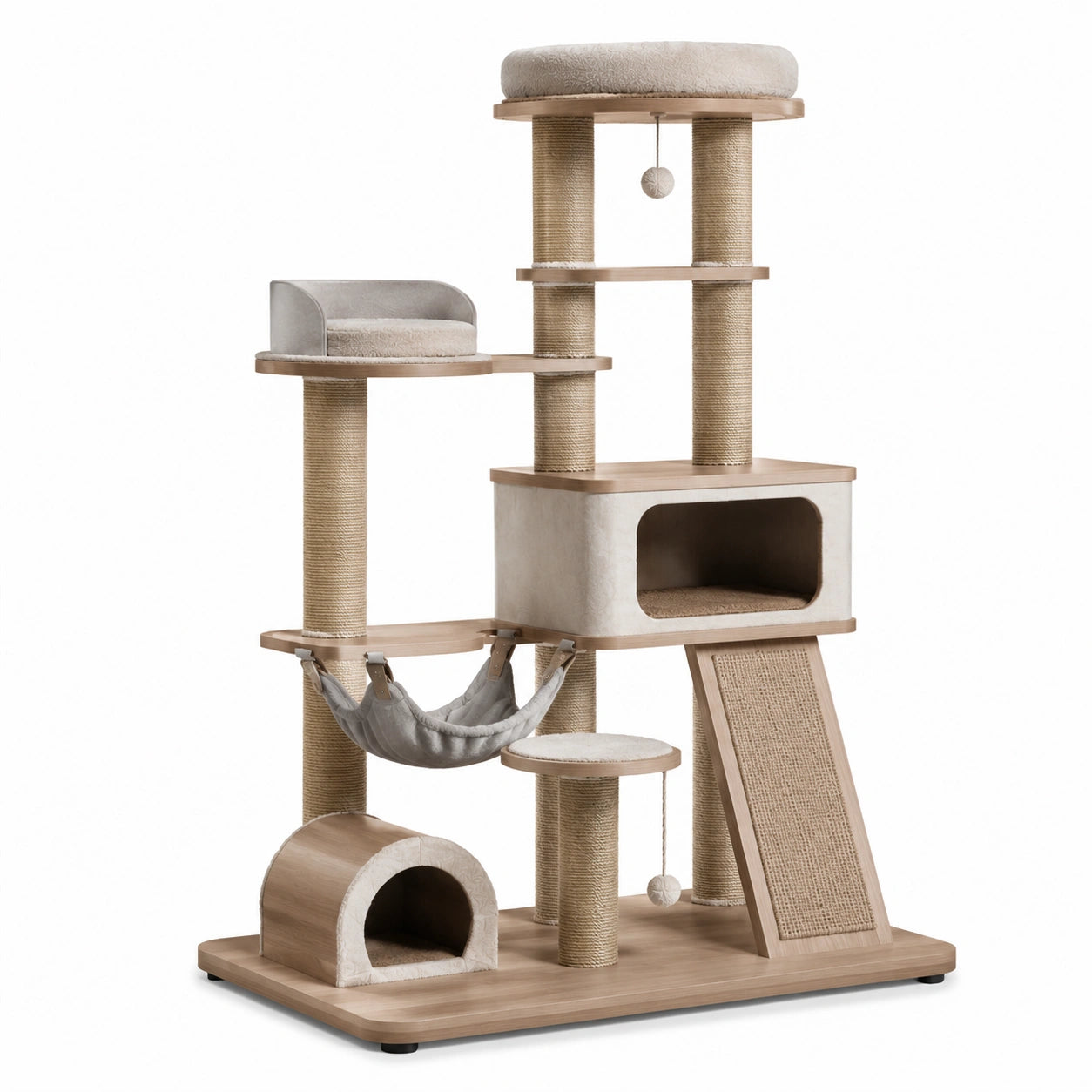 Katzenbaum mit MDF und Stoffhütte 155 cm