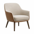 Leinen- und Kunstleder-Sessel Beige/Braun