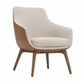 Sessel Bouclé Stoff Lederoptik Holzbeine