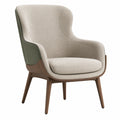 Stoffsessel mit Holzrahmen Beige/Grün
