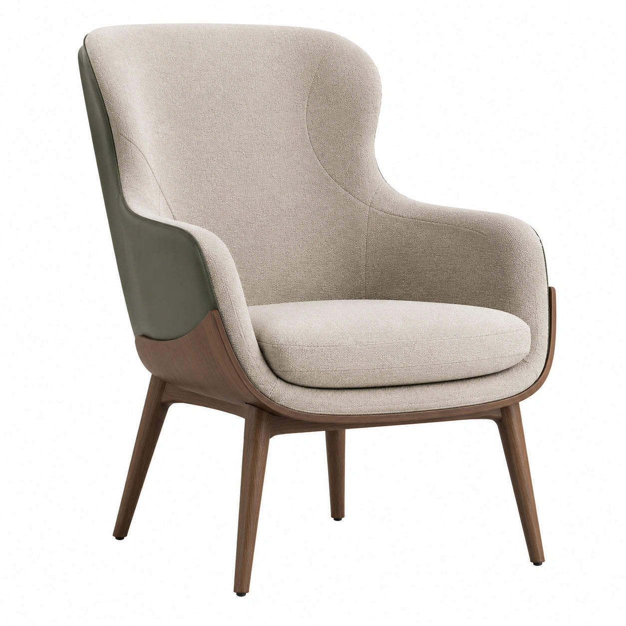 Stoffsessel mit Holzrahmen Beige/Grün