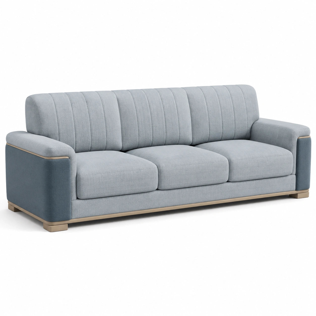 3-Sitzer Sofa Holzrahmen Stoff Hellblau 210cm