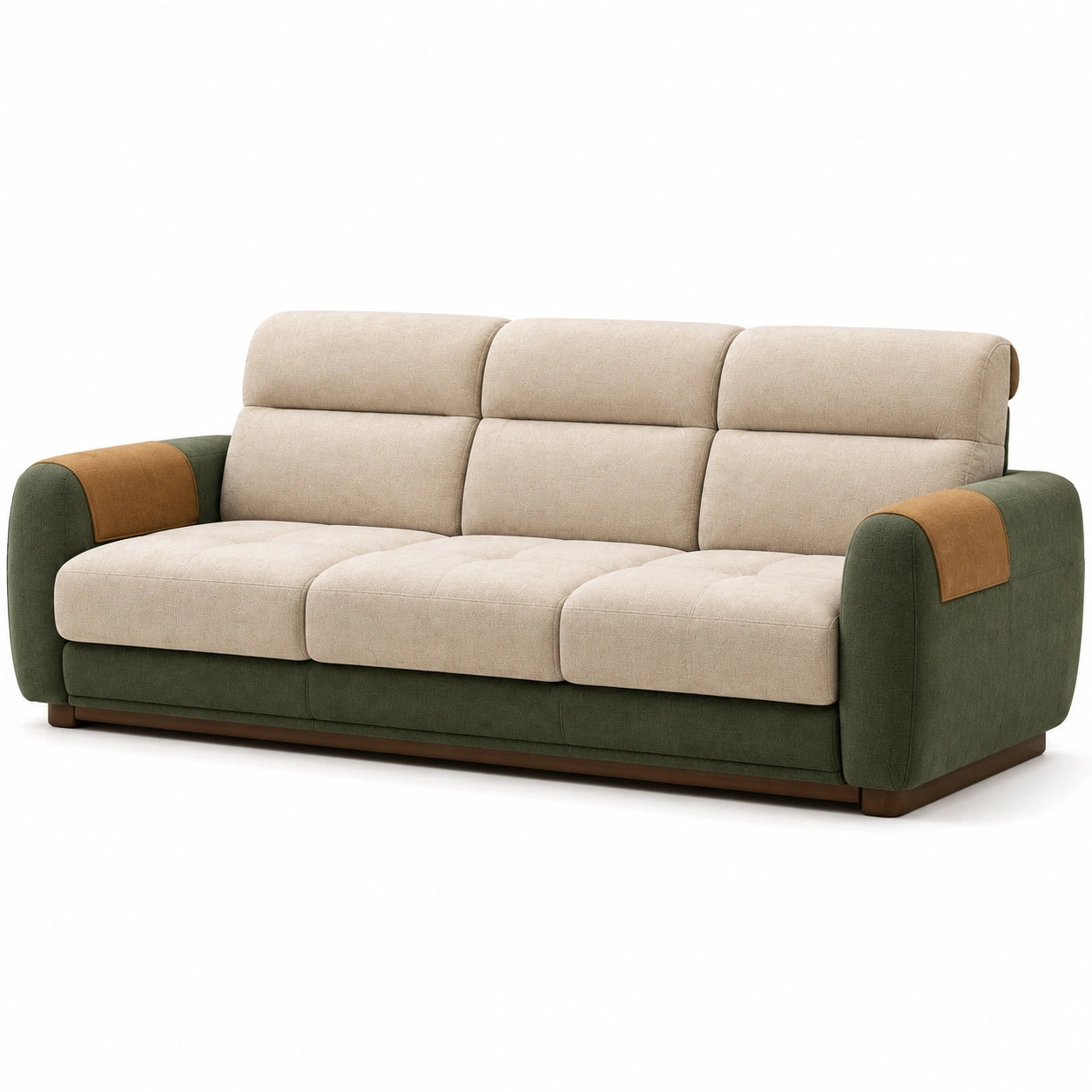 Dreiersitziges Stoffsofa Beige/Grün