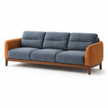 3-Sitzer Sofa Holz Stoff Blau/Braun