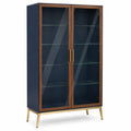 Vitrine Glasfurnier Gehärtetes Glas Blau 90x40x180 cm