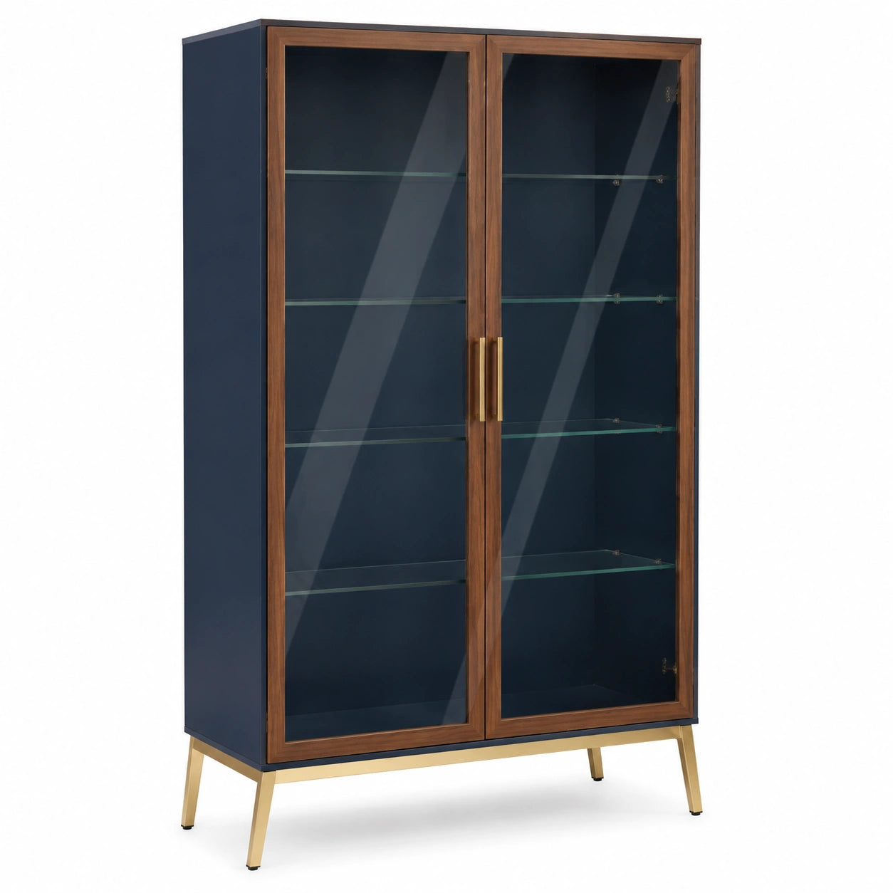 Vitrine Glasfurnier Gehärtetes Glas Blau 90x40x180 cm