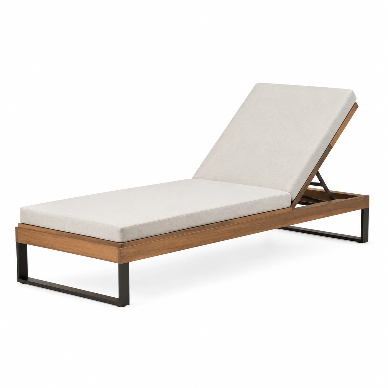 Gartenliege Akazienholz Metall Beige