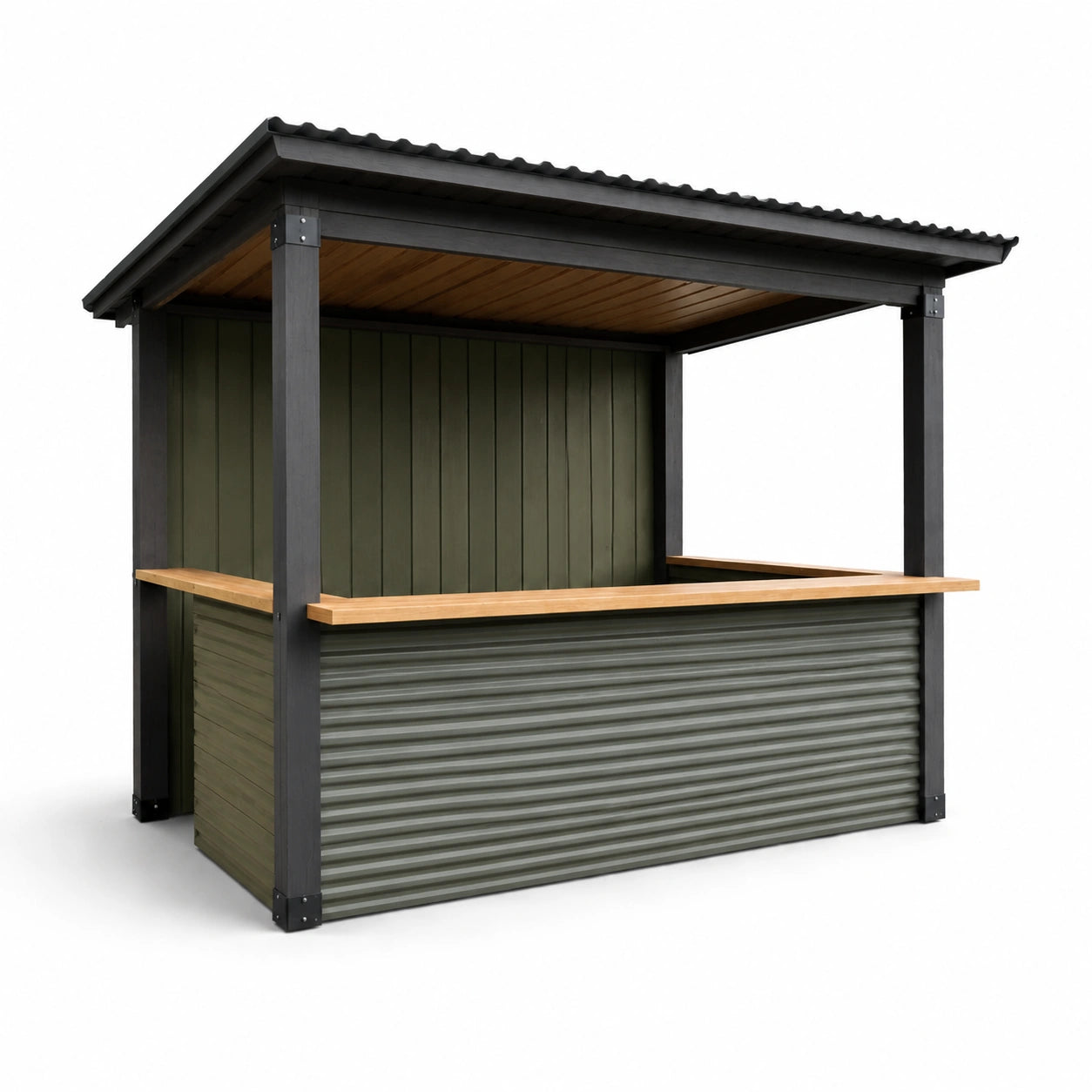 Gartenbar Holz Metall Olivgrün/Schwarz
