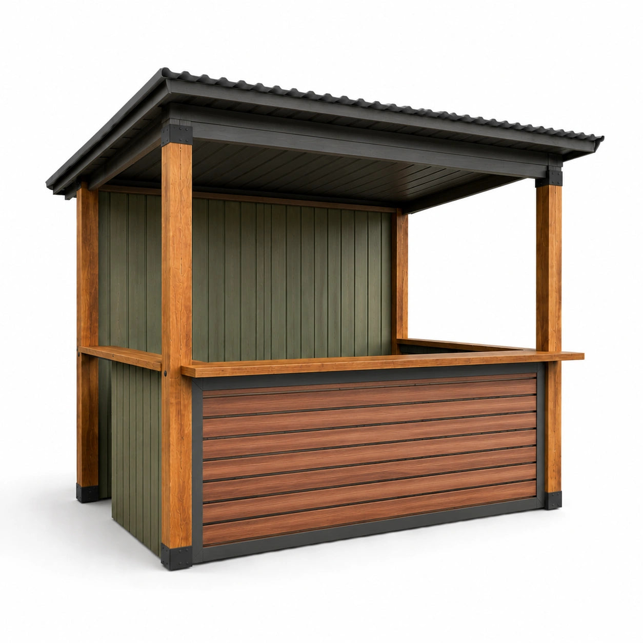 Gartenkiosk aus Holz und Metall Grün/Braun