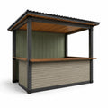 Holz Kiosk mit Stahlrahmen