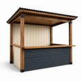 Holz-Metall Stand mit Kunststoffdach für Außenbereich