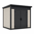 Kunststoff Gartenschuppen mit Doppeltür 204x130x192 cm Schwarz/Beige