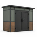 Metall-Gartenhaus mit Holzoptik Doppeltür 240x130x216 cm Schwarz/Grau/Braun