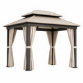 Gartenpavillon Aluminium Polycarbonat Dunkelgrau Beige 300x400cm