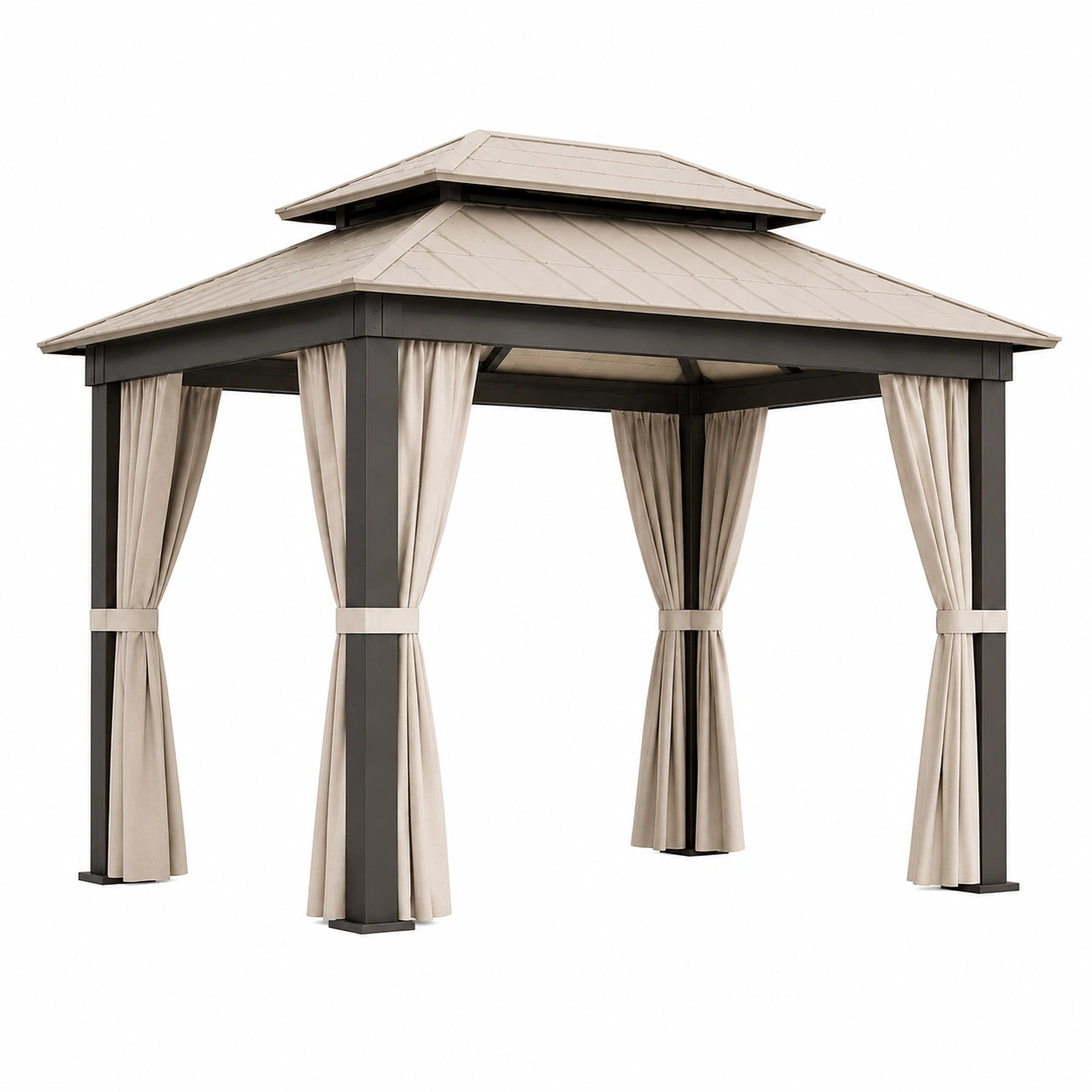 Gartenpavillon Aluminium Polycarbonat Dunkelgrau Beige 300x400cm