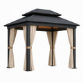 Gartenpavillon Aluminium mit Polyester Vorhänge und Stahl Dach, 3x3m