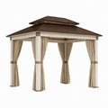 Holzpavillon mit Polyestergewebe, 350cm x 350cm x 300cm