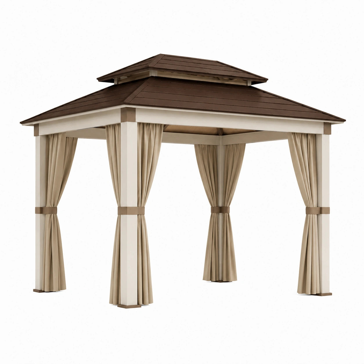 Holzpavillon mit Polyestergewebe, 350cm x 350cm x 300cm