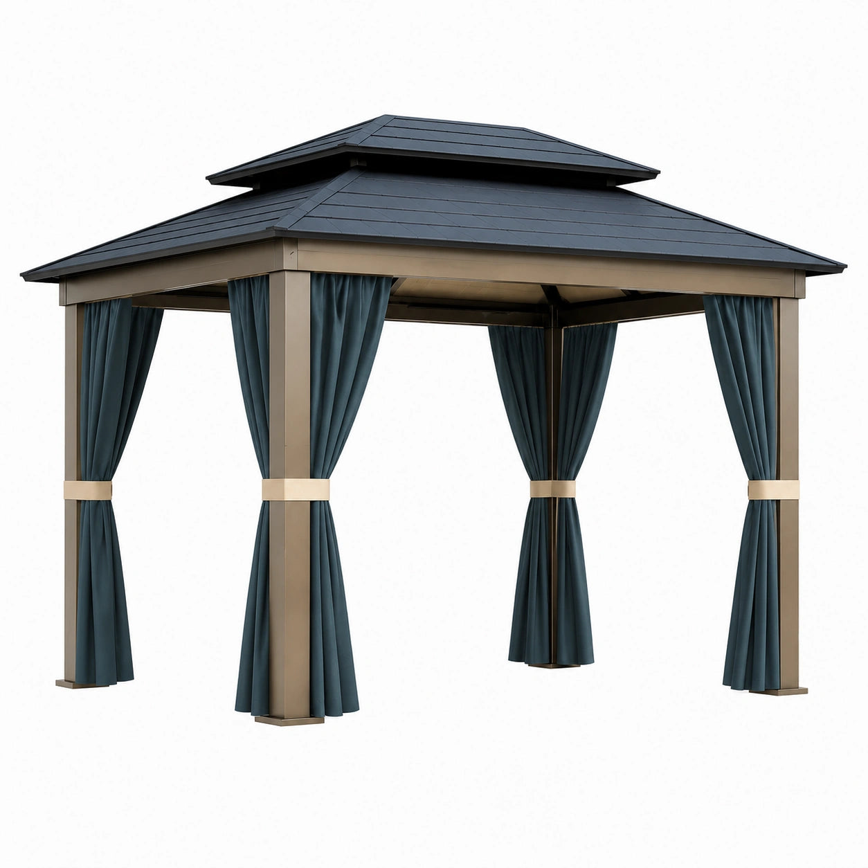 Aluminium Pavillon mit Polyester-Vorhängen und Polycarbonat-Dach 300x300 cm